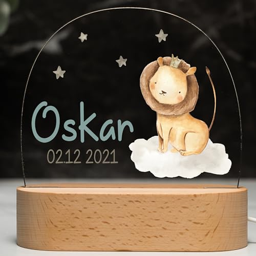 Kidsmood – Personalisierte Nachtlampe für Kinder – Einzigartiges Geschenk zur Geburt, Geburtstag & Taufgeschenke für Mädchen & Jungen - LED Nachtlicht für Baby mit Namen & Datum