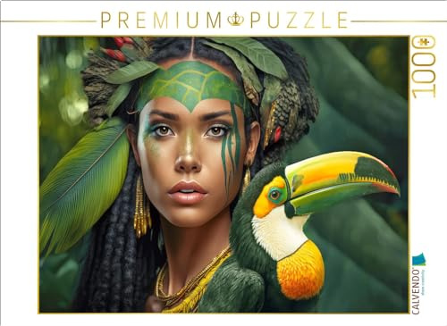 Puzzle · Junge Frau | mit Tukan · 1000 Teile · Lege-Größe 64 × 48 cm · CALVENDO Puzzle