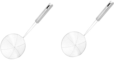 BESTonZON 2 Pcs Strainer Spoon Spaetzle Kitchen Strainer Fine Mesh Sieve Spaghetti Noodles Colander Metal Cooking Spoon Slotted Fish Shaker Spaghetti o Kitchen Sieve Flour Separating Spoon