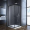 Eckeinstieg Duschkabine Schwarz 100x100cm Schiebetür Duschabtrennung, 100 x 100 cm Glas Schiebetüren Duschkabine Duschwand Doppelschiebetür aus 6mm ESG Sicherheitsglas, Dusche Duschtür Höhe: 185cm