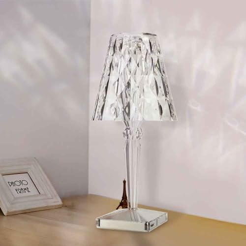 M Ledme - Nachttischlampe, wiederaufladbar, CCT-Farbtemperatur, dimmbar, kaltes Licht, neutrales oder warmes Licht, transparentes Finish, LM9065