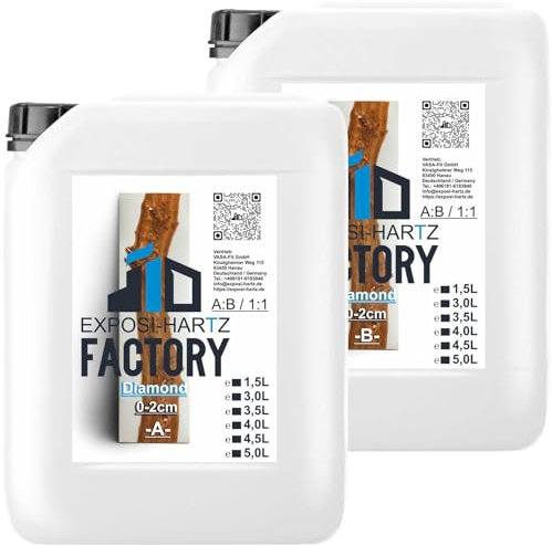 Epoxidharz Exposi Hartz 1:1 Diamond MAX-UV Epoxy Resin glasklar Gießharz 2K, 0,1-10cm 5L (2,5L A + 2,5L B)