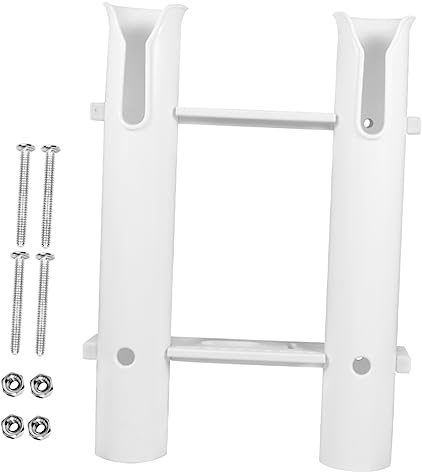 Happyyami Portacanne da Pesca a 2 Tubi, Supporto Bianco in Plastico | Montaggio Diretto su Superfici, per Truck e Parete, Aiuta a Proteggere le Canne da Urti