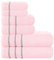 MyOwn Ultra-weiches 6er-Pack Baumwoll-Handtuch-Set, enthält 2 übergroße Badetücher 70 x 140 cm, 2 Handtücher 40 x 60 cm und 2 Waschbetten 30 x 30 cm, Rosa