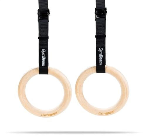 GymBeam Turnringe aus Holz - Gymnastikringe für Bodyweight-Training, verstellbare Riemen und 200kg maximale Belastbarkeit, Fitnesszubehör zum Training von Oberkörper, Bauchmuskeln und Unterkörper
