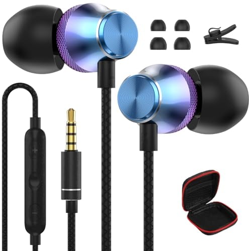 Kopfhörer mit Kabel für Samsung Galaxy A06 A15 A14 A12 A25 A23 A52S A42 A72 A32 S10,In Ear Kopfhörer 3.5mm Ohrhörer mit Mikrofon und Lautstärkeregler Kabel Kopfhörer für Redmi Note 14 13 12 Pro+11 10S