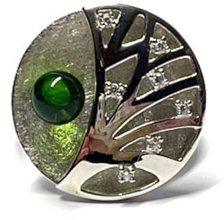 Silberring 925 matt glanz rhodiniert Bernstein Kugel grün 6mm (karibsicher Bernstein) + Zirkonia #56