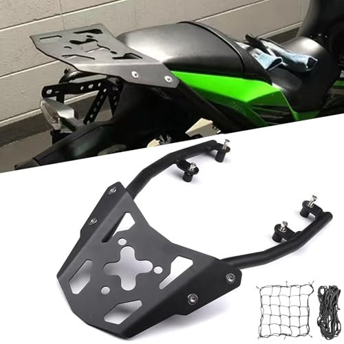 DFFMQSJ Compatible with Kawasaki Z650 2019-2024 Motorcycle Rear Luggage Rack Cargo Carrier Bracket with 2Pcs Reflective Cargo Net Rear Tail Storage Rack Extended Seat Shelf Accessories