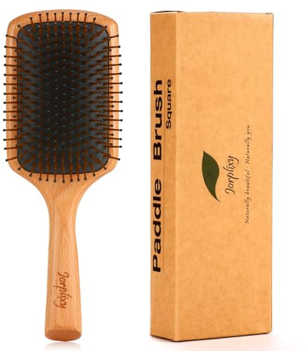 Hair Brush for Men and Women, Wet Brush with Wooden Handle, Paddle Brush