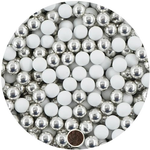 EinsSein 1kg Confetti perle di cioccolato Mix 1 cm bianco-argento - matrimonio battesimo nascita comunione confettata cresima nascita confettis alla laurea decorazioni bimba bomboniere senza mandorla