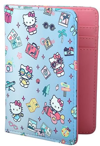 Hello Kitty Porte-passeport - Housse de voyage sous licence officielle, joli cadeau Sanrio, bleu