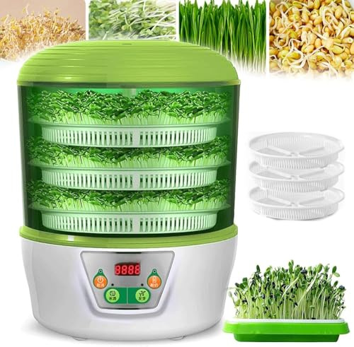 Full Automatic Bean Sprout Machine,Electric Seed Sprouting Seedling Tools,Intelligent Constant Temperature, high Efficiency and Energy Saving,for Radish, Wheatgrass, Barley