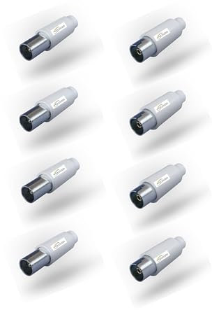 SERVICEWEBSHOP | Connettori Coassiali per Cavi Tv Antenna e Digitale Terrestre, Maschio e Femmina, Antenne TV DVB-C Radio e DVB-T2 per Antenna SAT Coassiale 4K UHD (SET 8 PZ (4 MASCHI + 4 FEMMINE))