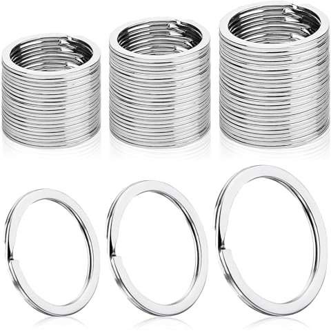 60 Stück Schlüsselringe Set,Flacher Schlüsselbund DIY Ring Bastel Schlüsselanhänger zum Basteln für Zum Verzieren von Haustieranhängern oder zum Sammeln kleiner Multi-Tools (silvery, 20,25,30mm)