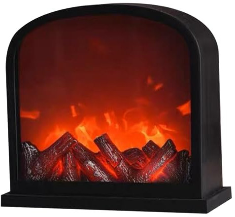 Fake Fireplace LED Seamless Mini Fireplace with 3D Flame Effect Portable Electric with Timer Switch for Indoor & Outdoor Christmas Décor Fake