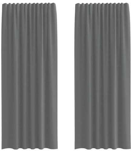 vidaXL Voile Vorhänge mit Stangentaschen 2 STK. Dunkelgrau