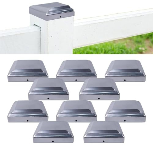 Lot de 15 capuchons de poteau 8 x 8/10 x 10 cm - Capuchon en aluminium pour poteau de clôture - Résistant aux intempéries - Carré