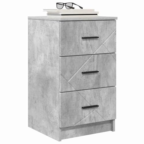 vidaXL Bedside Cabinet Concrete grey 38 x 38 x 66 cm Engineered wood, Modern Bedroom Storage, Functional Nightstand, Compact Bedside Table, Simple Organizer, Wooden Drawers, Contemporary Design