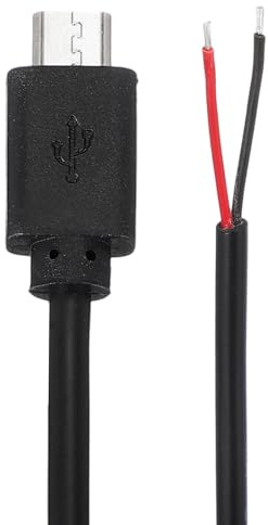 QUARKZMAN 4 Stück 22AWG Micro USB Stecker Kabel, 30cm Länge x 3.50mm Außendurchmesser auf 2-polig Blankem Draht PVC Adapterkabel 12V 3A Stromkabel für Maus Lüfter DIY-Projekt, Schwarz
