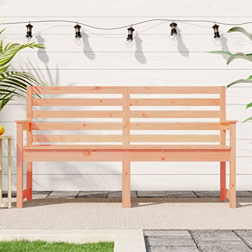 QZZCED Douglas Gartenbank aus Massivholz, 159,5 x 48 x 91,5 cm, mit Rückenlehne und Armlehnen, robuste Struktur für Terrasse, Außenhof, Lattensitz, Gartenmöbel