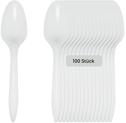 Linario® Mehrweg Kaffeelöffel/Teelöffel/Eislöffel/Dessertlöffel – 100 Stück – robust & wiederverwendbar – für Gastronomie, Gewerbe & Haushalt