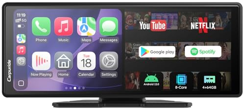 Carpuride W903Plus Pantalla CarPlay Coche 9.3 4+64GB Android Auto | Pantalla táctil IPS HD con GPS online y offline, G00lge Play, Mirror Link, Bluetooth y cámara de visión trasera para coche