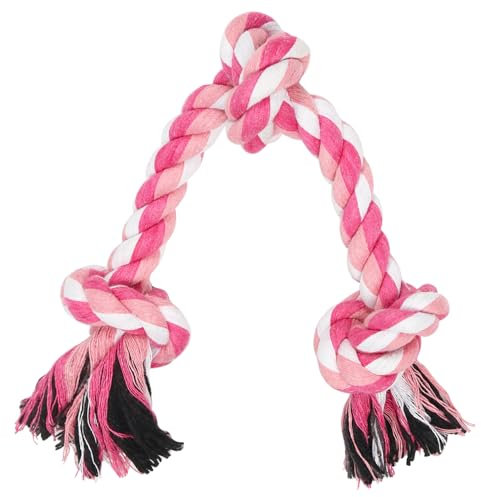 Vivifying Dog Chew Rope Toys, Durable Braided Cotton Rope Toys for Pet Dog Cat Puppy Teeth Cleaning (Pink)