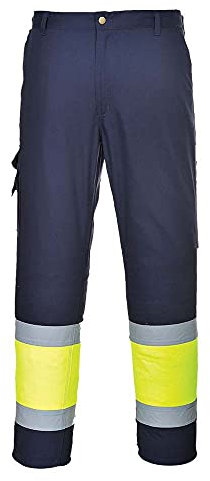 Portwest Hi-Vis Two Tone Combat Trouser, Size: XL, Colour: Yellow/Navy Tall, E049YNTXL