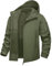 KEFITEVD Giacca di transizione Softshell Giacca da pioggia calda in pile militare da uomo Giacca impermeabile resistente alle intemperie Caccia militare da campeggio Verde M (Etichetta: L)