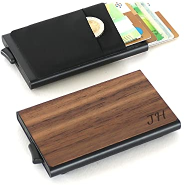 STREIFHOLZ Kreditkartenetui personalisiert aus Holz mit Gravur, Kartenetui mit Geldfach & Scheinfach, Kreditkartenhalter mit RFID- & NFC Schutz, Geschenk für Männer & Frauen