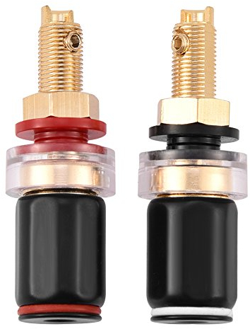 Richer-R 2X Terminal Lautsprecher Polklemme, 2 Stück Frei Schweißen Kupfer Lautsprecher Terminal Bananenstecker Anschlussklemme Set,für 4mm Bananenstecker Lautsprecher Schwarz+Rot