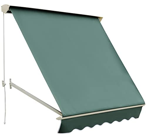 Outsunny Toldo Manual Retráctil de Aluminio Toldo para Exterior Toldo de Balcón Ángulo Ajustable Impermeable Anti-UV Tela de Poliéster 180x70cm Verde