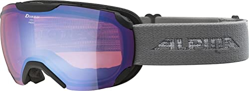 ALPINA PHEOS S Q-LITE - Verspiegelte, Kontrastverstärkende Skibrille Mit 100% UV-Schutz Für Erwachsene, black-grey, One Size