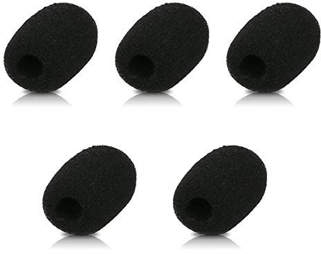 kwmobile Mikrofon Windschutz kompatibel mit div. Mikrofonen - 5 x Schaumstoffbezug mit den Maßen 2,5x3x1 cm in Schwarz