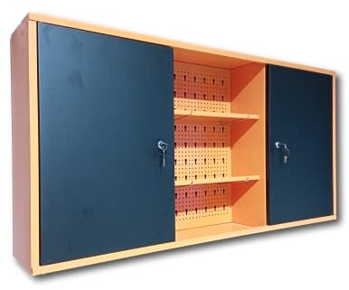 METALLMOBELL – Werkzeugschrank Metall 120x60x20 cm, mit Metallregalen, Wandwerkzeugtafel und Schloss, Aktenschrank Abschließbar, Metallschrank Werkstatt, Abschließbarer Schrank –MB03