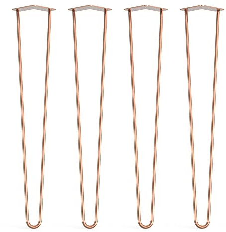 Haarnadelbeine mit Bodenschutzfüßen und Schrauben, 71 cm, 2 Stangen, 10 mm, Roségold, Kupfer, 4 Stück