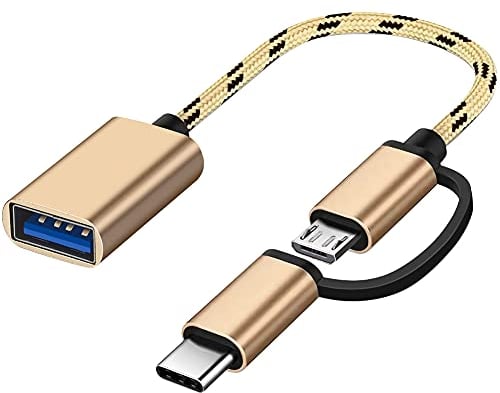 Seminer Adaptateur 2 en 1 USB C/Micro vers USB, USB C vers USB, Micro vers USB 3.0 OTG Compatible avec MacBook, Android, Google, Samsung Galaxy et Plus, doré