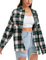 Zontroldy Plaid Flanellhemden für Damen Oversized Langarm Button Down Buffalo Plaid Hemdbluse Tops, #2 Grün, Klein
