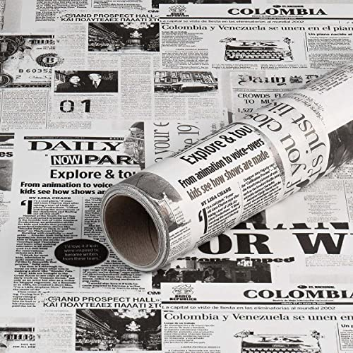 Natürlich verpacken Geschenkpapier News, Schwarz-Weiß, Geburtstagspapier, 0,7 x 10 m