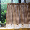 A.Monamour Gardine Scheibengardinen Kurzstores Baumwoll Braun Kariert mit Rosa Kirschgrauem Blickdicht Bauernhaus Kurzgardinen Küchengardine Küche Vorhang Fenster Kurz Stores Bistrogardine