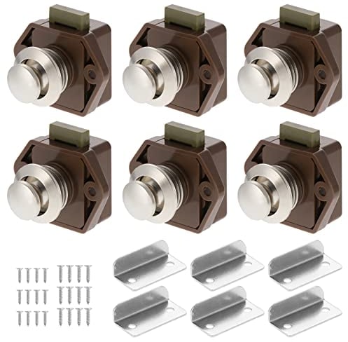 6 PCS Bouton Poussoir Loquet, Serrure Tiroir et Verrou Porte Placard, Loquet de Verrouillage de Porte Sans clé pour Camping-car, Yachts, Bateau, Caravane