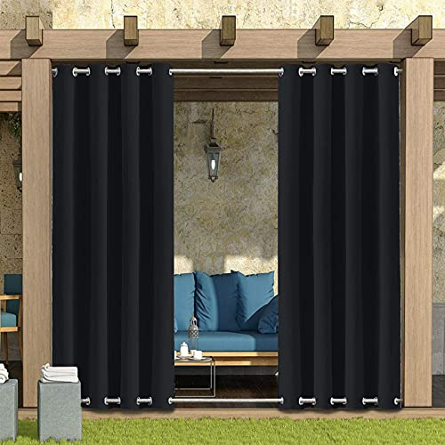 MINGPINHUIUS Outdoor Vorhang Wasserdicht mit Ösen (Oben und unten) – Garten Pavillon Terrasse Winddicht Verdunkelung Wärmeisoliert Sichtschutz Outdoor Vorhänge