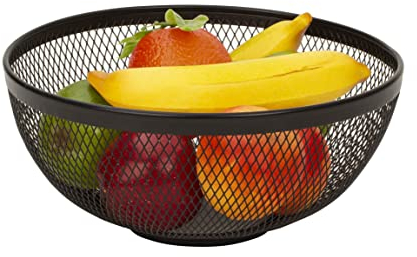 Lifestyle & More Moderner Obstkorb Früchtekorb Obstschale aus Metall Schwarz 26x12 cm