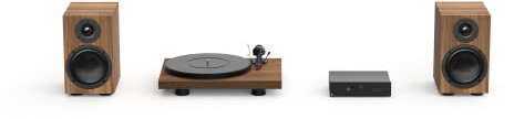 Pro-Ject Colourful Audio System, All in One True Analog HiFi Stereo System mit Plattenspieler Debut Carbon Evo, HiFi Verstärker MaiA S3, Speaker Box 5 S2 2-Wege Monitorlautsprecher, (Echtholz Walnuss)