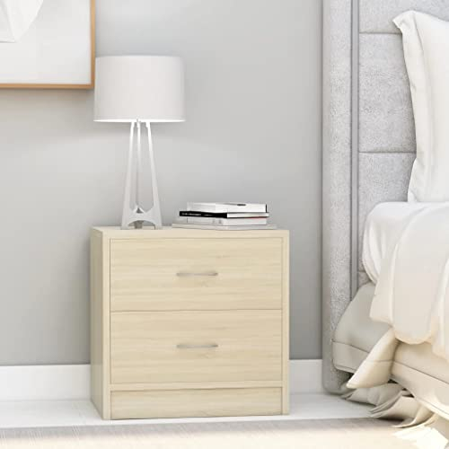 WIFESE 2er Set Nachttisch mit 2 Schubladen 40x30x40 cm Nachtkästchen Nachtschrank Boxspringbett Bedside Table Nachtkommode Beistelltisch Beige Nachttischschränke Kommode Holzwerkstoff