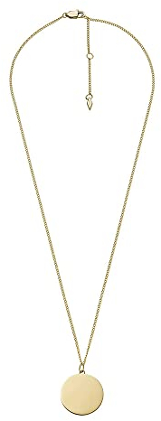 FOSSIL Women's goldfarbene Edelstahlkette mit Karabinerverschluss Runde Halskette mit Anhängern, Senfgold