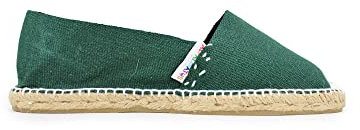 Alpargatas Clásicas de Lona en Color Liso Hechas en España (Verde Botella, Numeric_38)