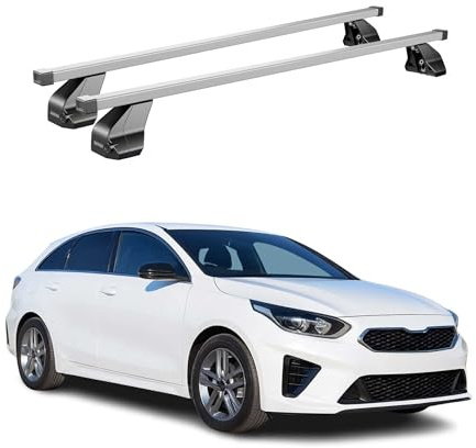 OMAC Dachträger Querträger Stahl für Kia Proceed 2019-2026 – Abschließbar – City-Crash-getestet – DIN 75302:2019 – ISO/PAS 11154:2006 – Max. 75 kg Silber
