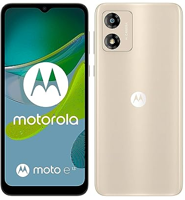 Motorolo moto (e13, 6.5 Inch HD+ display, AI-powered Camera System, Dolby Atmos, 5000 mAh Battery, 2/64 GB, Dual SIM), Creamy White