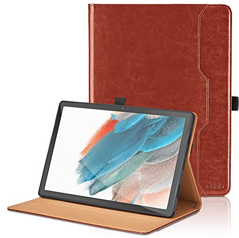 Custodia per Samsung Galaxy Tab A8 2021/2022 10.5 pollici (SM-X200/SM-X205) Pelle Tablet Case, Multi-angli Supporto Pieghevole Cover Protettiva con Tasca, Pencil Loop, Auto Sveglia/Sonno - Marrone